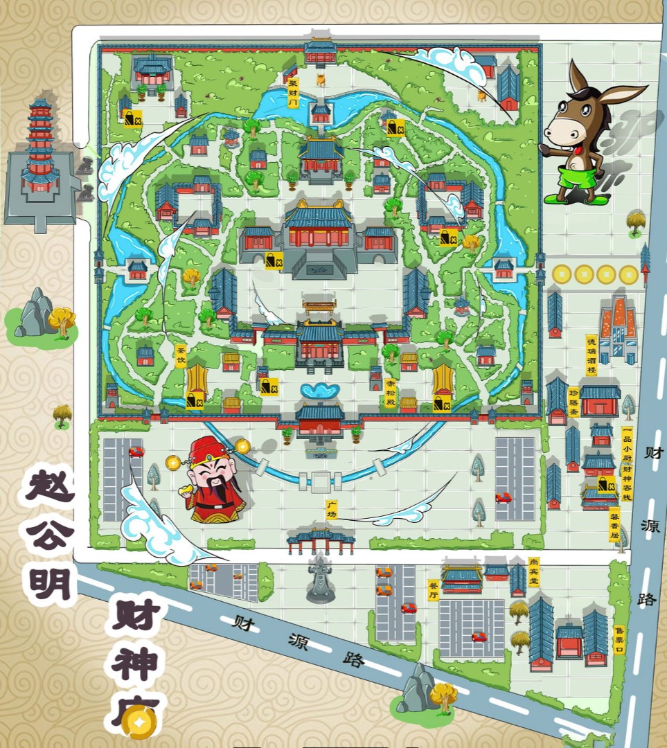 安丘寺庙类手绘地图